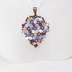 Pendant 30cm - Shea Grapes-Violet Organza - Pendant 30cm - Laiton bronze